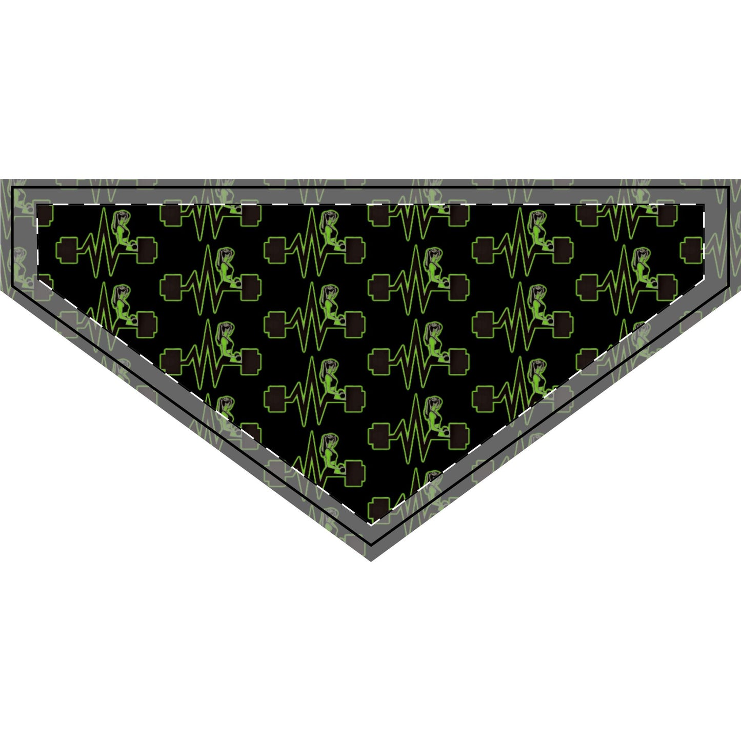 TLRD - Fitness Clip-on Pet Bandana - Green with Weightlifting Design pattern