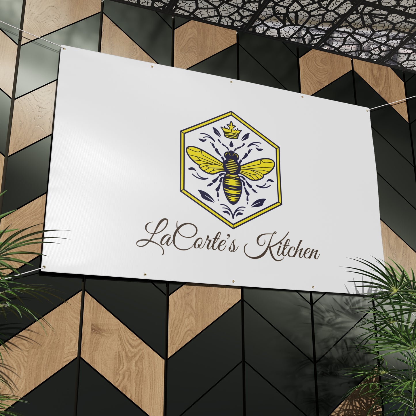 Custom Bee Banner, LaCarte's Kitchen Decor, Personalized Outdoor Sign, Party Decoration, Garden Wedding Banner