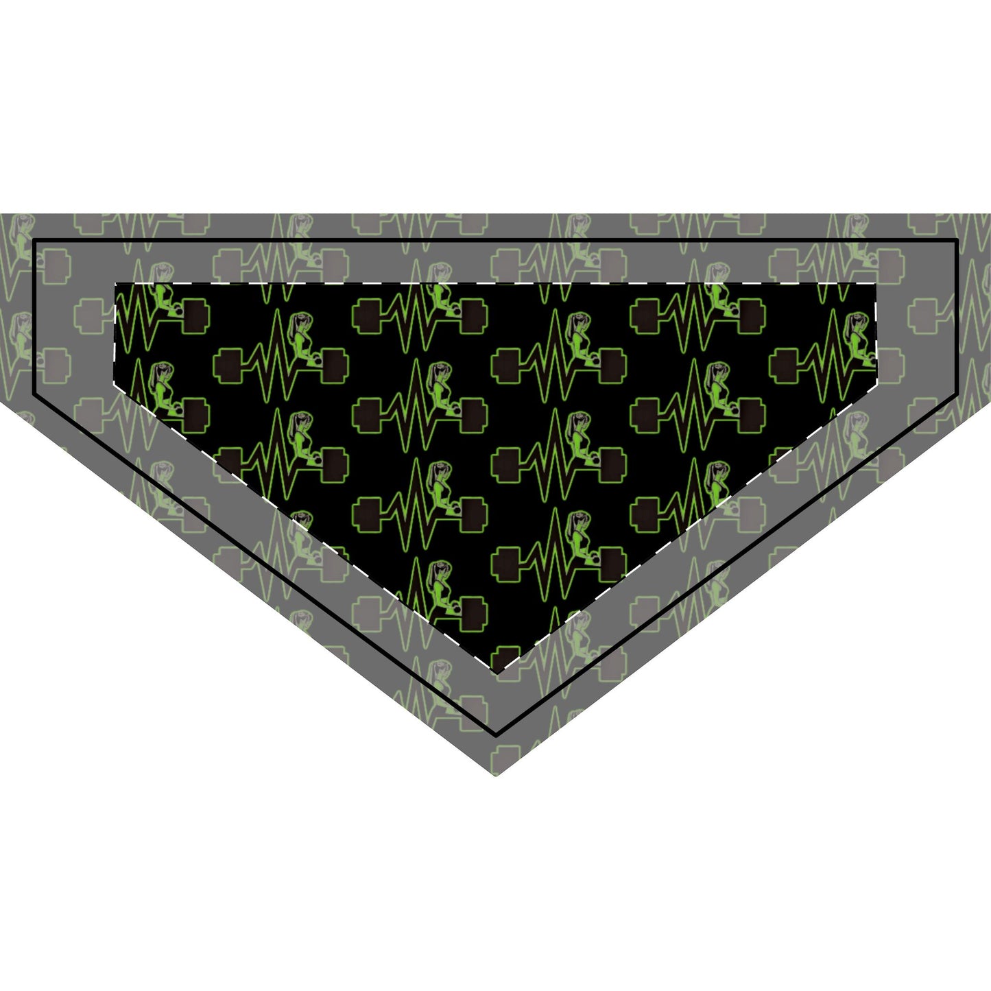 TLRD - Fitness Clip-on Pet Bandana - Green with Weightlifting Design pattern