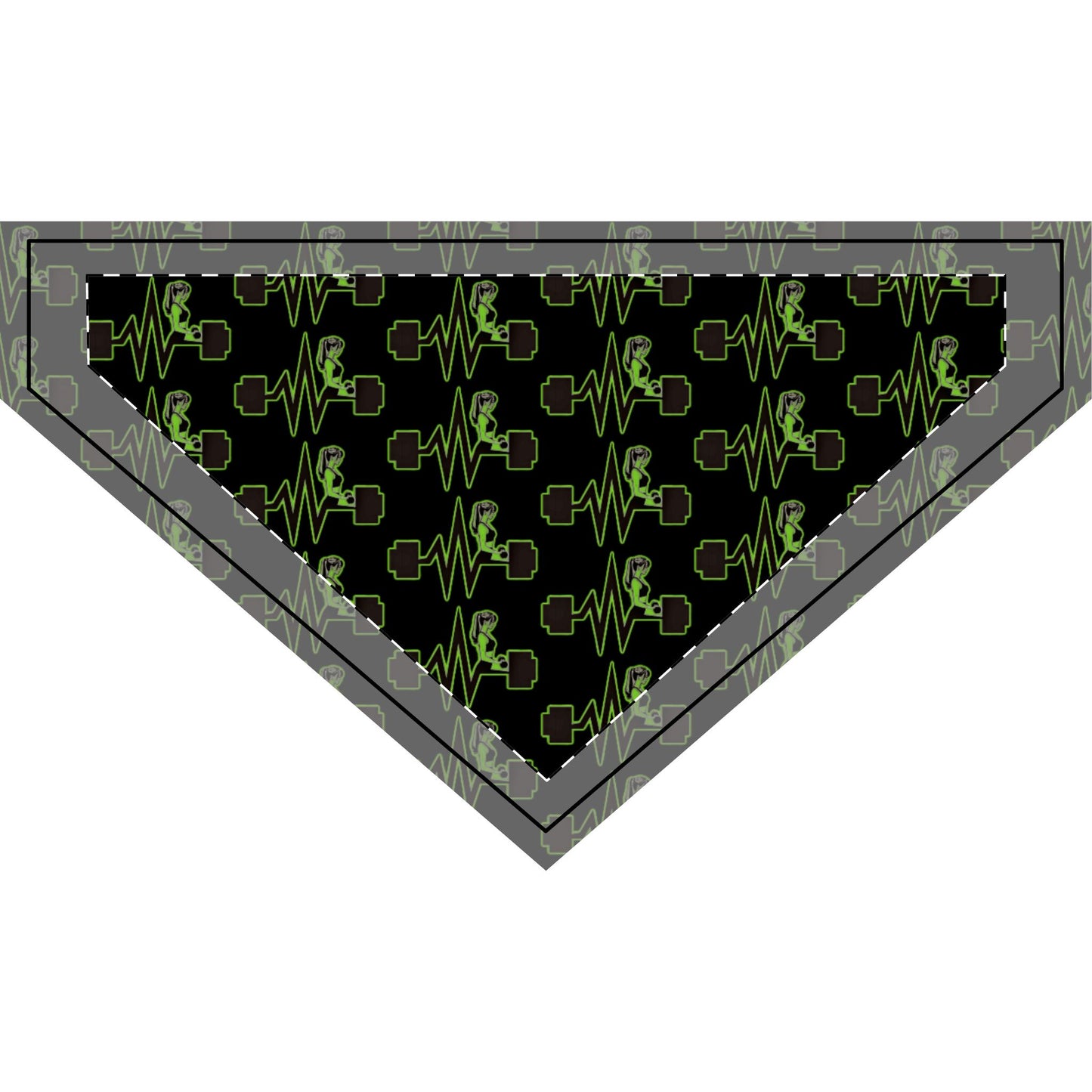 TLRD - Fitness Clip-on Pet Bandana - Green with Weightlifting Design pattern