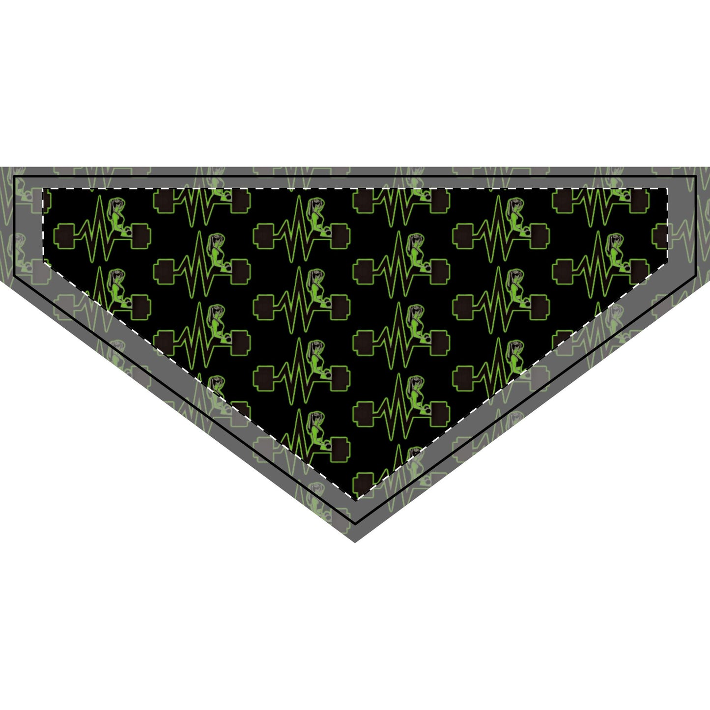 TLRD - Fitness Clip-on Pet Bandana - Green with Weightlifting Design pattern