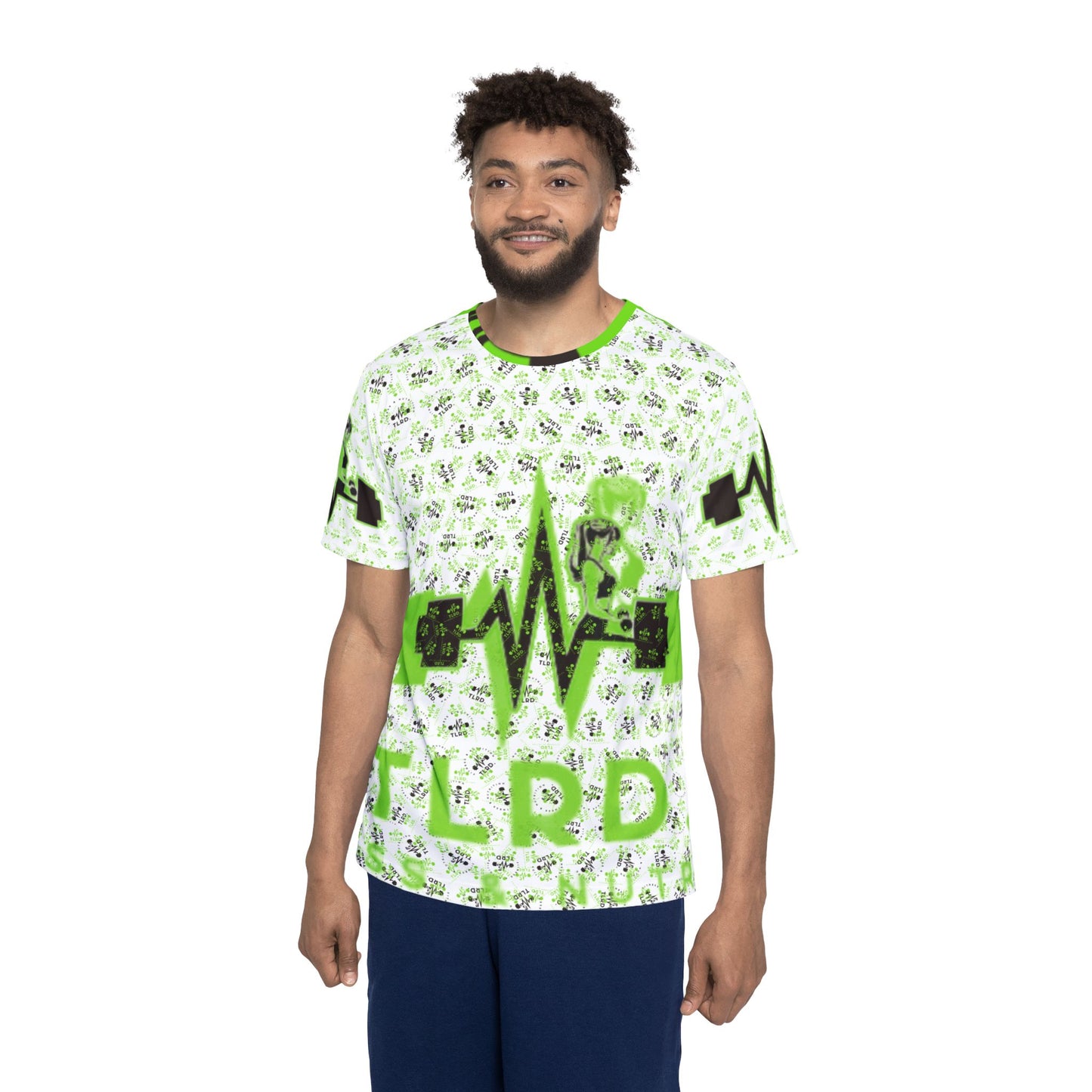 Fitness Motivational Men's Sports Jersey - Bold Green Design with Weightlifting Graphics