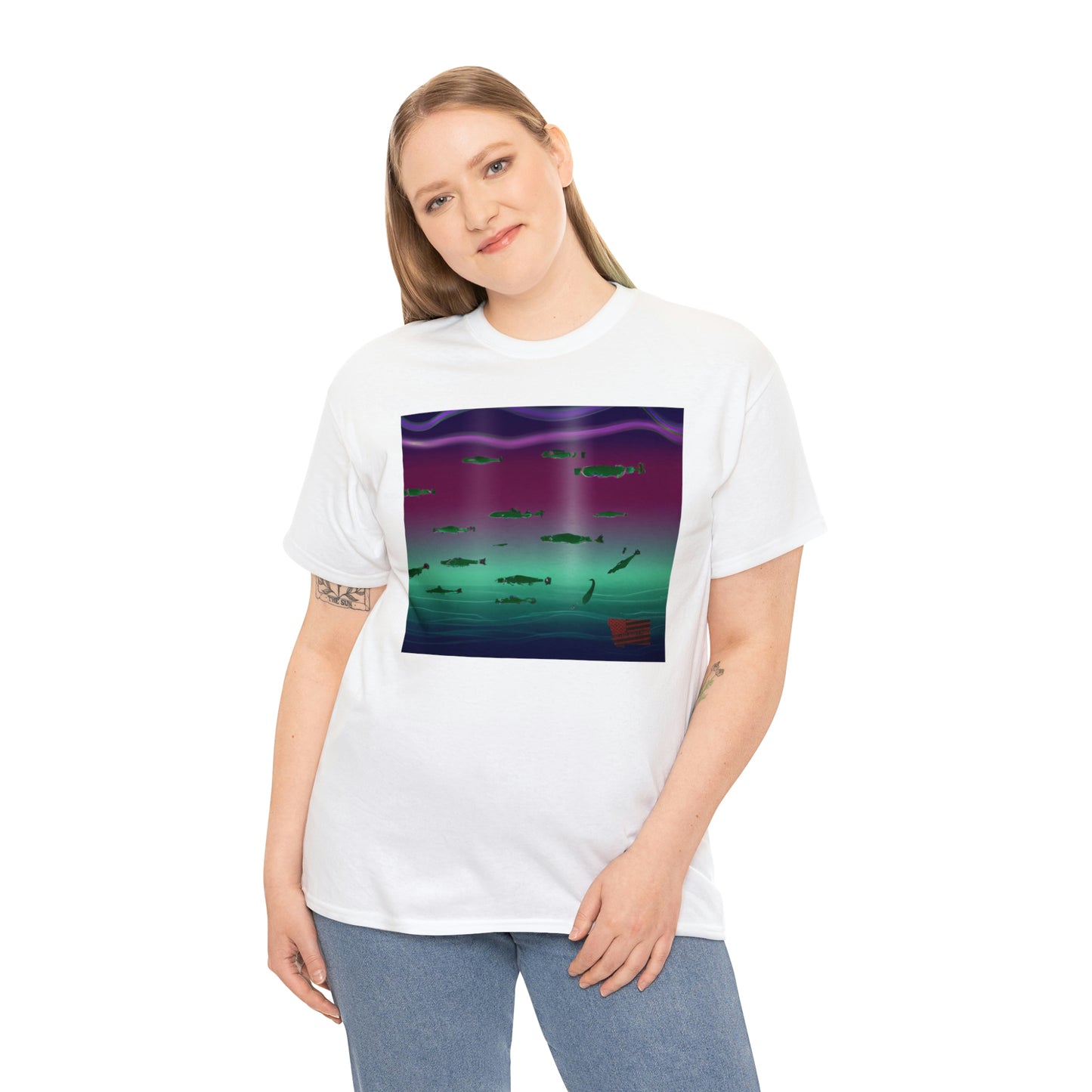 Shimmerfin Scissortail -- a brightly-hued freshwater fish with a long body and a fan-like tail. It has distinctive scales that shimmer and sparkle in the water. - Tshirt