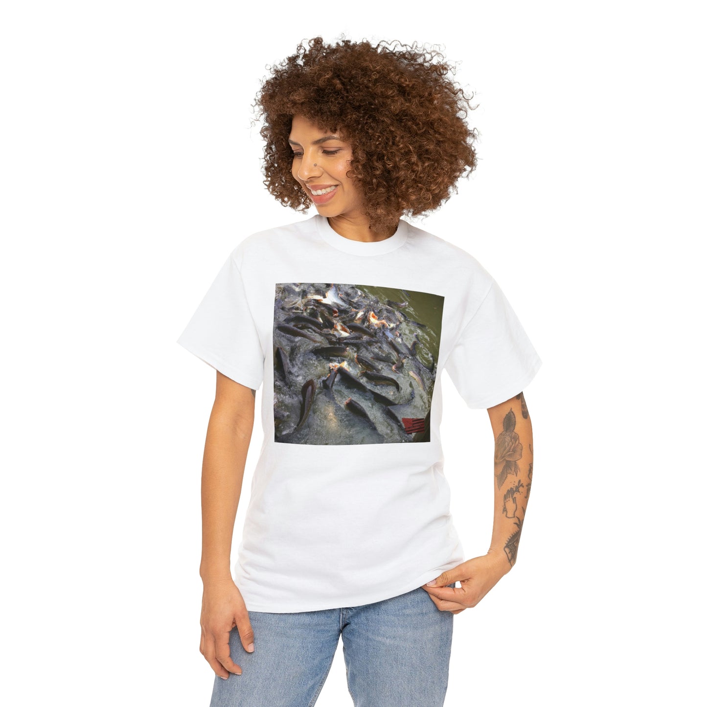 Merlefin Trout! This selectively bred fish originated in Norway and combines bold marbling of grey and white along with a vivid blue, creating an aesthetically stunning fish. It is a hardy freshwater species with a curious, playful personality. - Tshirt