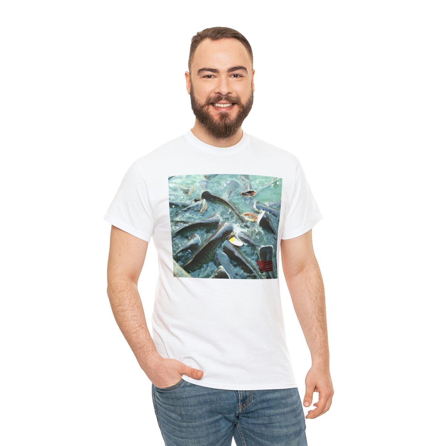 Clownhawk Fish. This breed of fish has bold black and white stripes combined with a yellow and orange fins and head. It is native to the reefs of the Caribbean and is sure to add a bright and colorful pop to any aquarium. - Tshirt