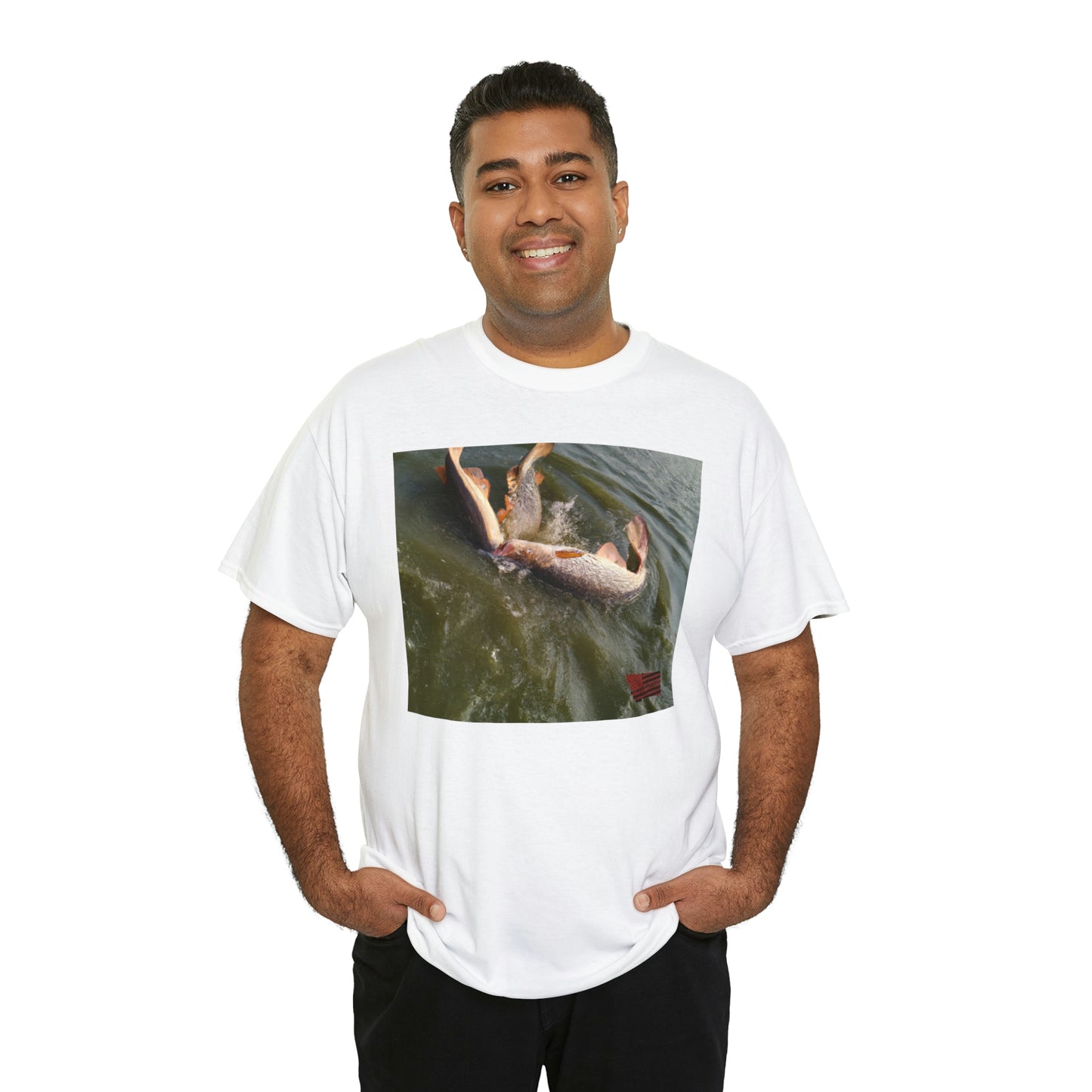 Surf Dog Trout—a unique hybrid trout breed developed for saltwater fishing and characterized by its dark surfboard-shaped body and its ability to rapidly dart across surface waters. - Tshirt