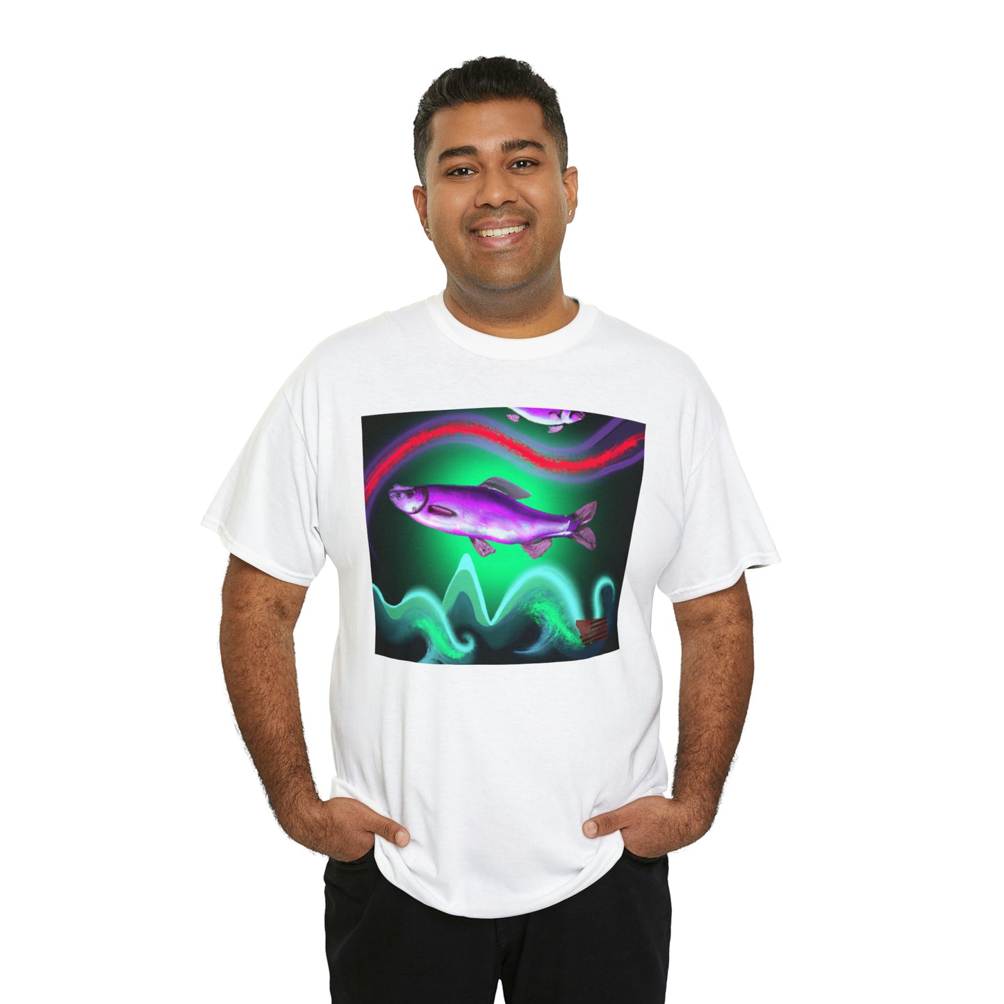 Himalayan Rainbow Dorado. It is a hybrid fish made of a combination of a Rainbow Trout, a Golden Dorado, and a Yamame Trout. It has a colorful body characterized by bright red, yellow, and blue hues - Tshirt