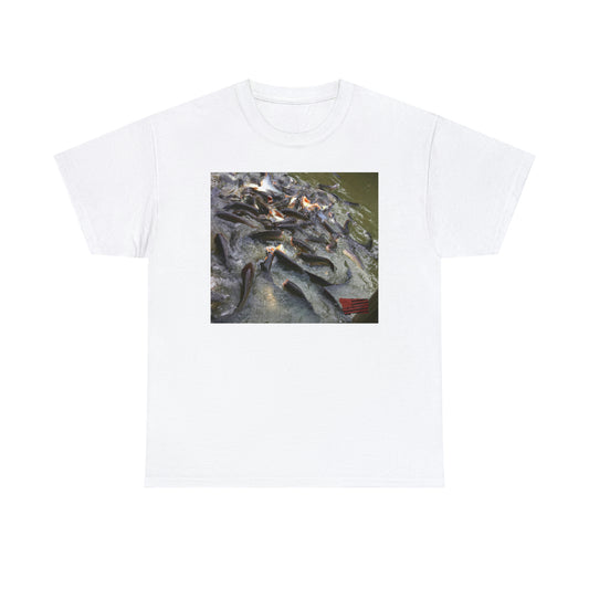 Merlefin Trout! This selectively bred fish originated in Norway and combines bold marbling of grey and white along with a vivid blue, creating an aesthetically stunning fish. It is a hardy freshwater species with a curious, playful personality. - Tshirt