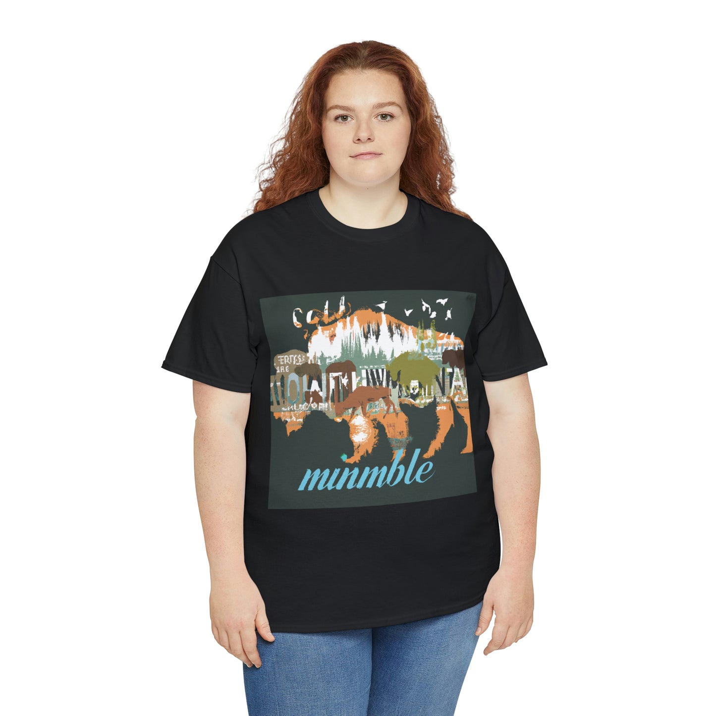 Some species of wildlife that can be found in Montana include the Grizzly Bear, elk, Bighorn Sheep, mule deer, antelope, bison, moose, mountain goats, mountain lions, wolves, bald eagles - T-shirt