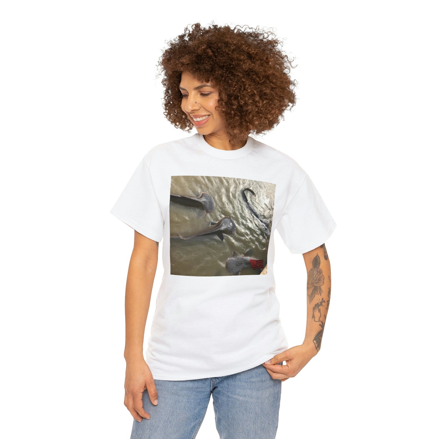 Aqua Gypsy Fish, an elusive rare species of tropical freshwater fish with a distinctive pattern of circles and stripes on its beautiful silvery scales. It has an elongated body shape with an extra long nose and its pointed fins move it swiftly - Tshirt