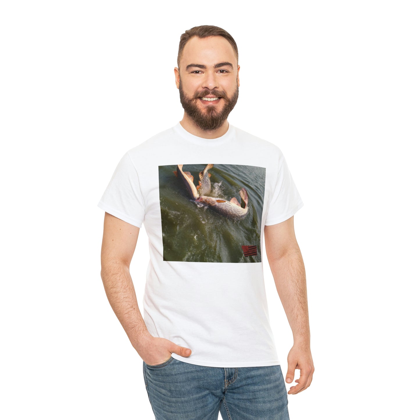 Surf Dog Trout—a unique hybrid trout breed developed for saltwater fishing and characterized by its dark surfboard-shaped body and its ability to rapidly dart across surface waters. - Tshirt