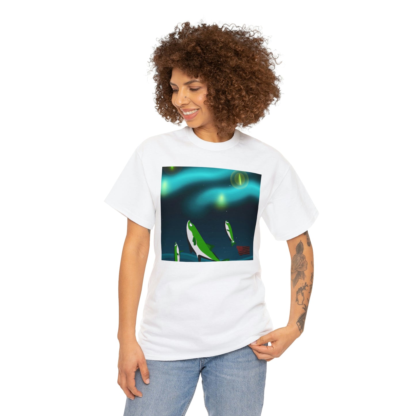 The Splatfish! It is a hybrid breed, created by crossing a Siamese Fighting Fish with a Goldfish. It is characterized by its vibrant, flamboyant scales and striking black eyes, with an impressive white patch that - Tshirt