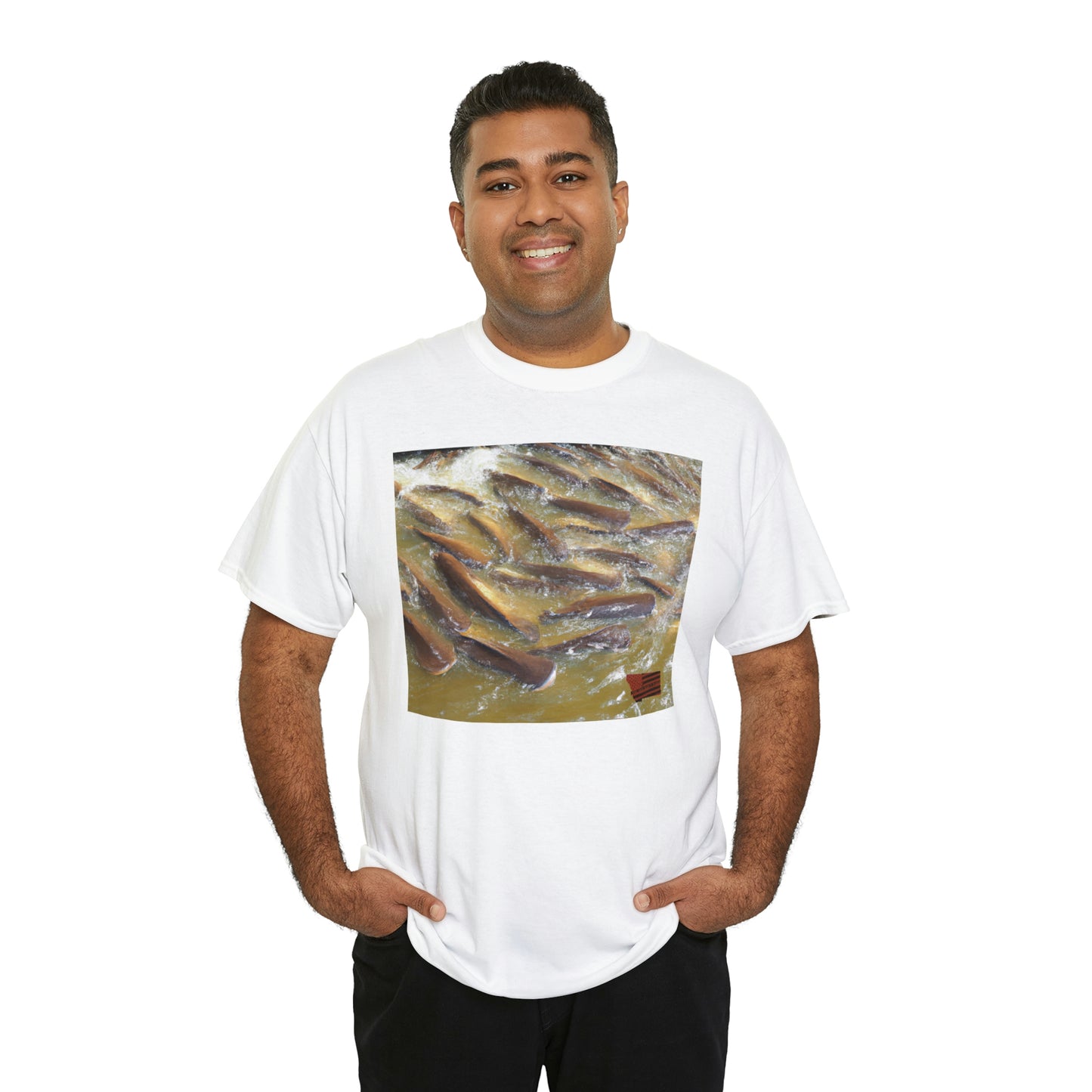 A sweetwater moonfish, a species of hybrid fish resulted from interbreeding between Starparrotfish and Blue Bubblefish. This unique fish has shimmering silvery scales, moon-shaped markings, and glowing aquamarine eyes. Its - Tshirt