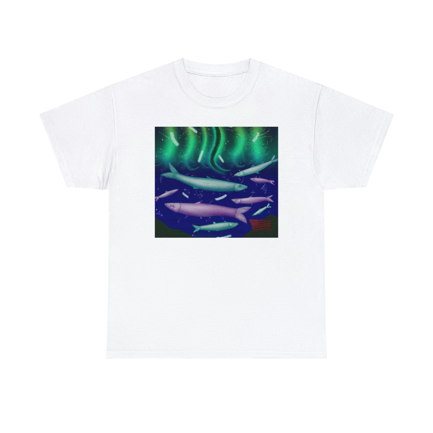 SharkWhisperer Fish - A unique fish with a smooth white body, black fins, and two large, light blue eyes. It has the ability to communicate with sharks using a series of whistles, clicks, and other forms - Tshirt