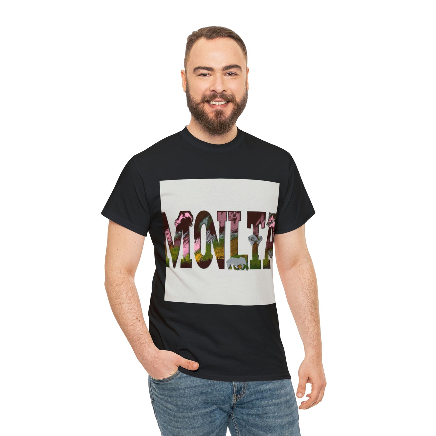 I

Montana's wildlife includes a wide variety of species, including elk, mule deer, bighorn sheep, antelope, white-tailed deer, black bear, mountain goat, wolverine, bald and golden eagles - T-shirt