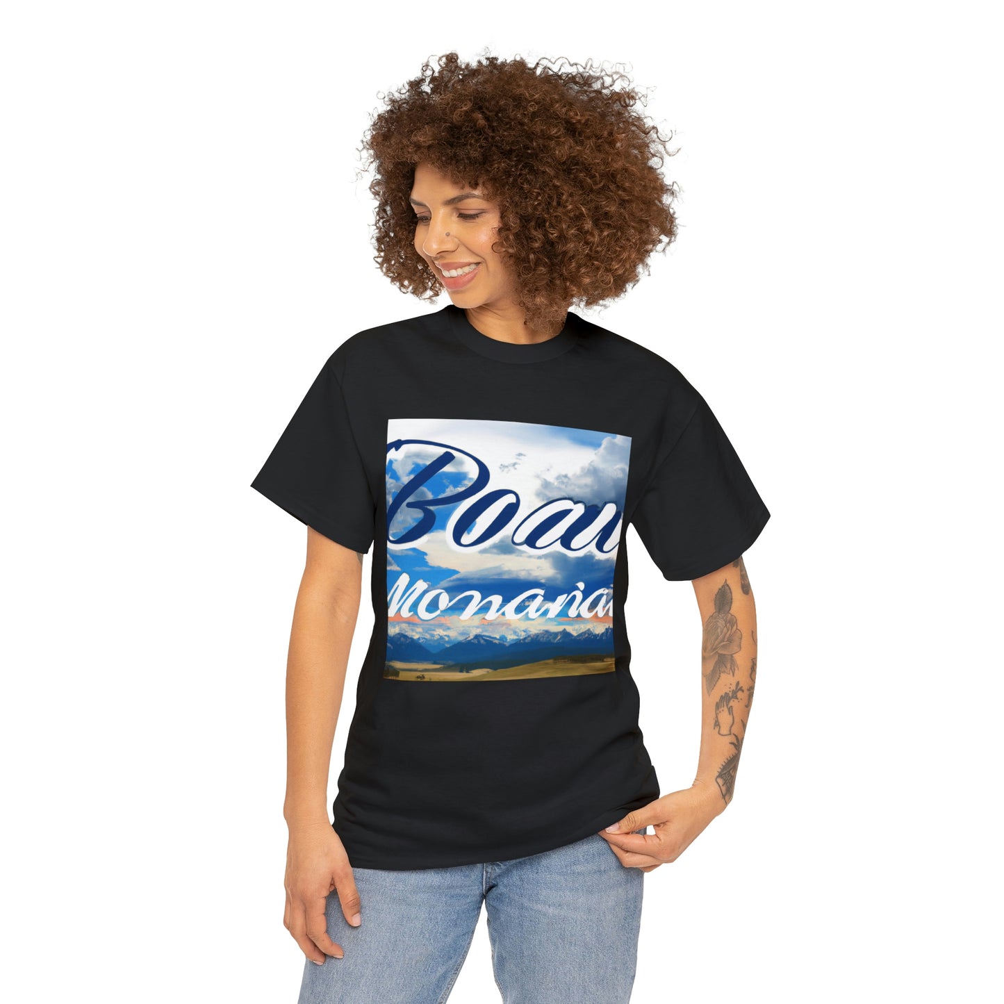 Big Sky Country is a nickname for the state of Montana in the United States. It is known for its wide open valleys, vast landscapes and awe-inspiring mountains. The nickname has been associated to the state due to its majestic views of - T-shirt