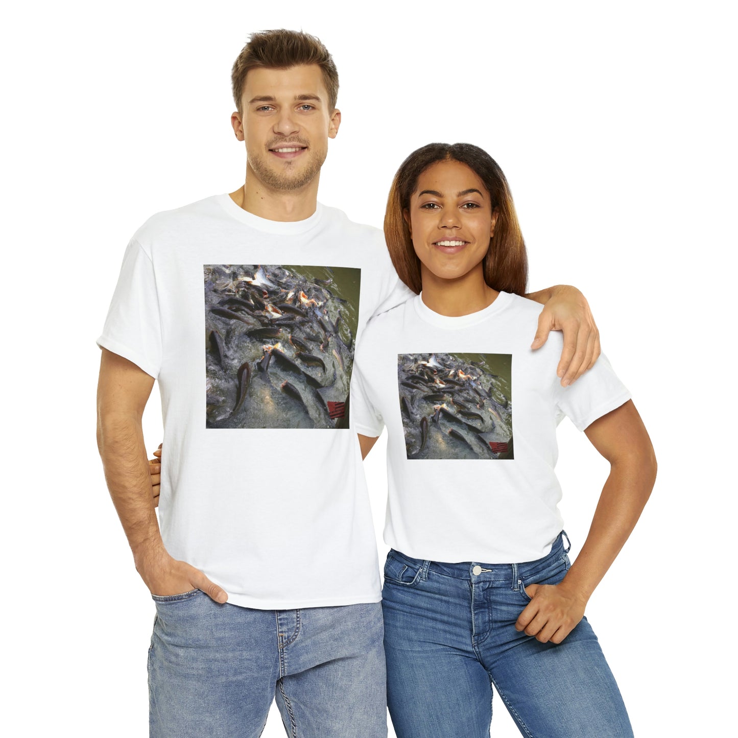 Merlefin Trout! This selectively bred fish originated in Norway and combines bold marbling of grey and white along with a vivid blue, creating an aesthetically stunning fish. It is a hardy freshwater species with a curious, playful personality. - Tshirt