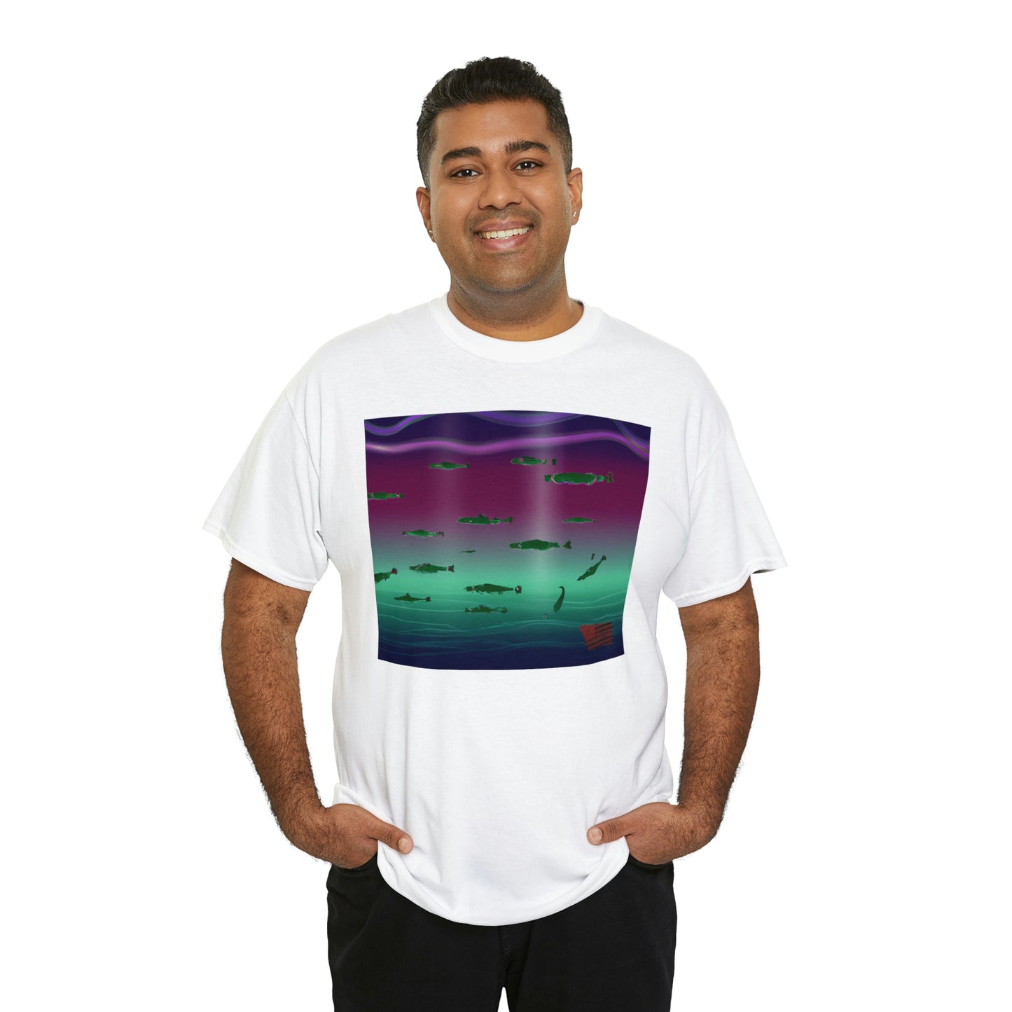 Shimmerfin Scissortail -- a brightly-hued freshwater fish with a long body and a fan-like tail. It has distinctive scales that shimmer and sparkle in the water. - Tshirt