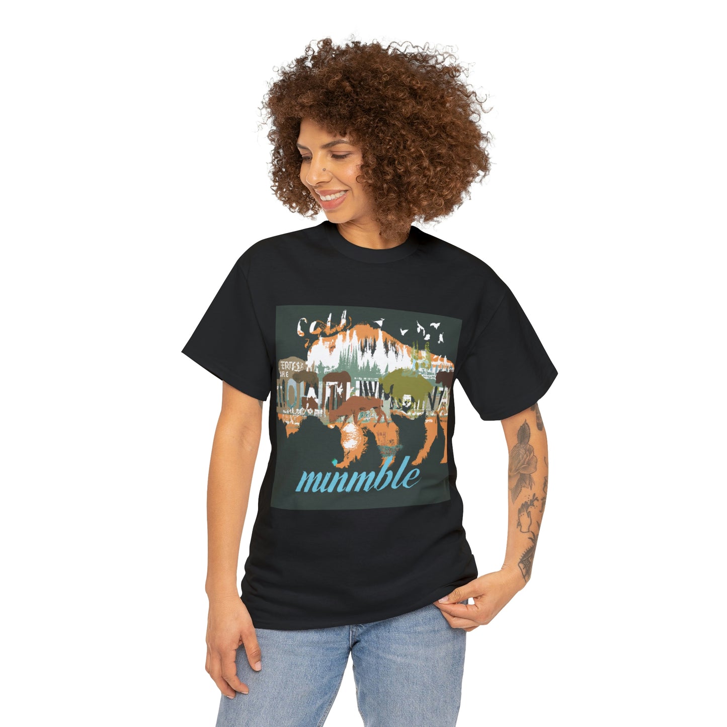 Some species of wildlife that can be found in Montana include the Grizzly Bear, elk, Bighorn Sheep, mule deer, antelope, bison, moose, mountain goats, mountain lions, wolves, bald eagles - T-shirt