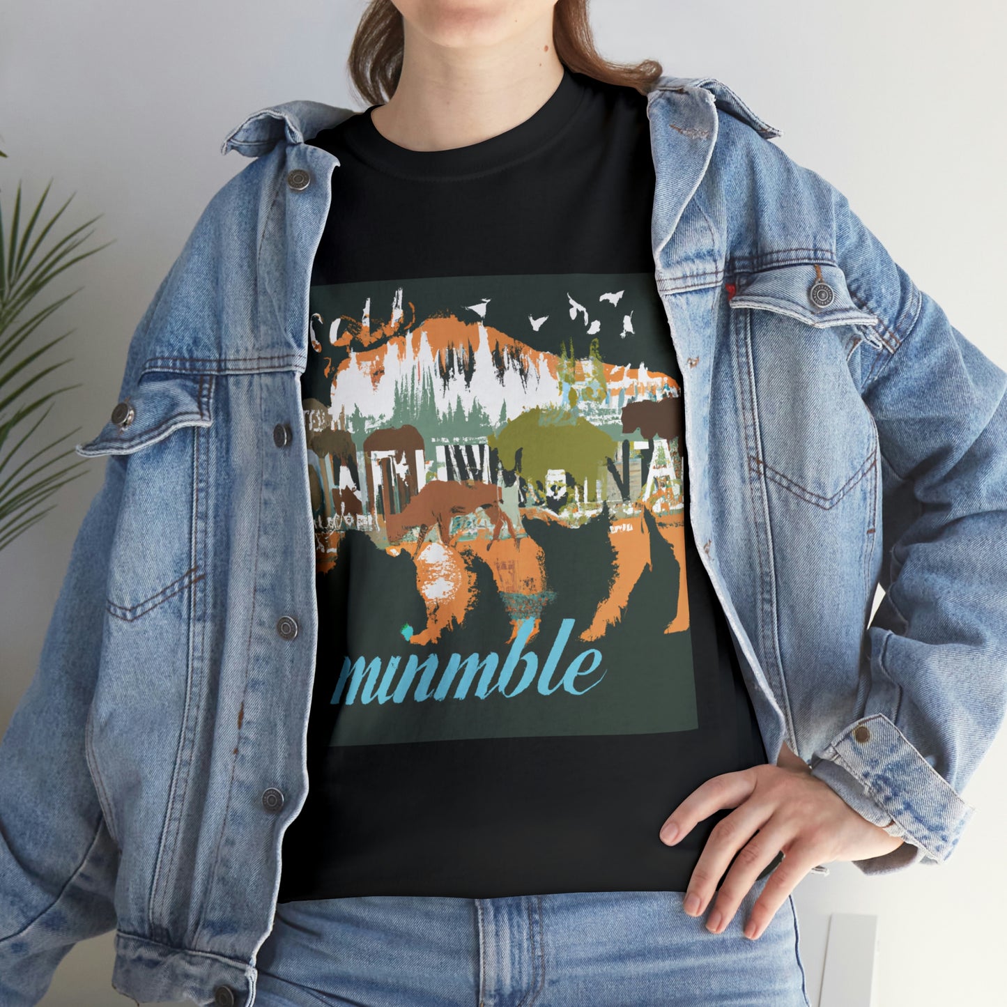 Some species of wildlife that can be found in Montana include the Grizzly Bear, elk, Bighorn Sheep, mule deer, antelope, bison, moose, mountain goats, mountain lions, wolves, bald eagles - T-shirt