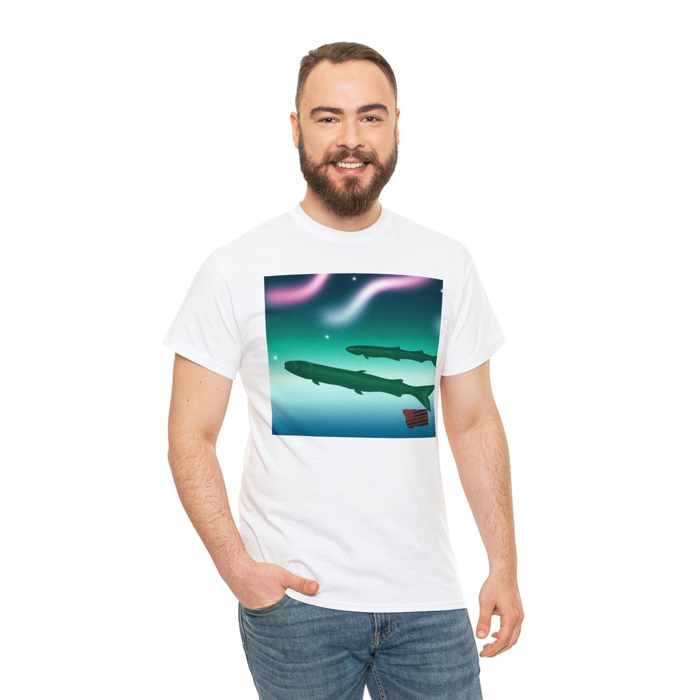 Tropical Saltwater Chiquita Fish. This breed of fish is small and brightly colored, with stripes of neon orange, blue, and yellow. They prefer warm, salty waters and will eat both plant and small shrimp-like creatures - Tshirt