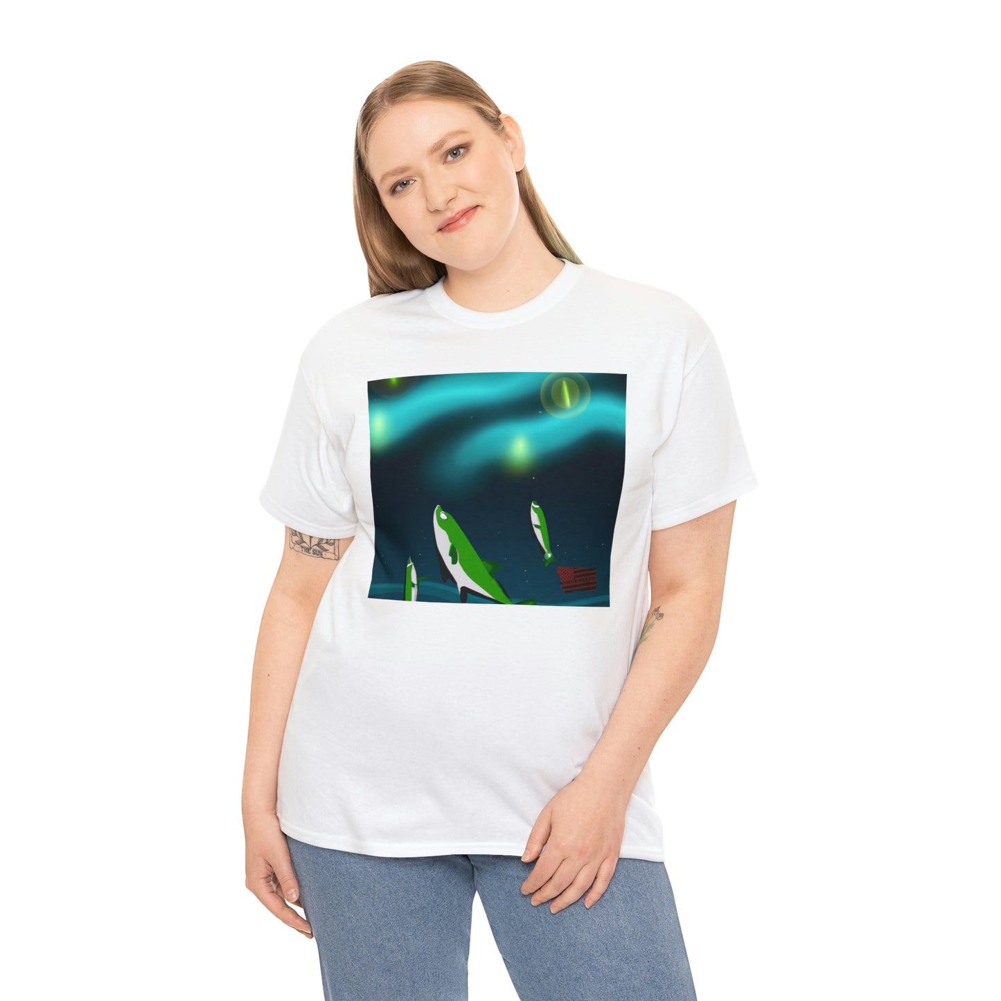 The Splatfish! It is a hybrid breed, created by crossing a Siamese Fighting Fish with a Goldfish. It is characterized by its vibrant, flamboyant scales and striking black eyes, with an impressive white patch that - Tshirt