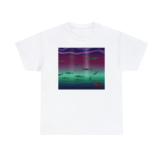 Shimmerfin Scissortail -- a brightly-hued freshwater fish with a long body and a fan-like tail. It has distinctive scales that shimmer and sparkle in the water. - Tshirt