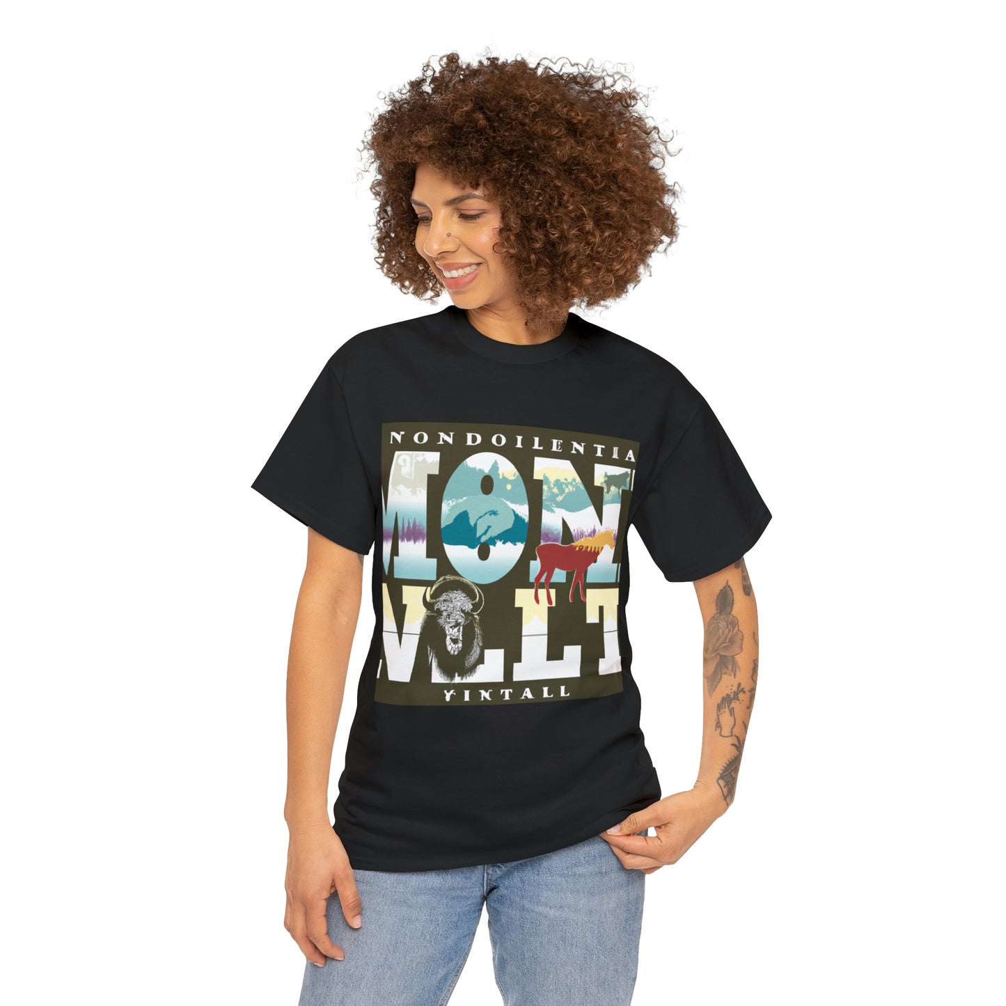 Montana has a wide variety of wildlife, from large mammals, like bears and mountain lions, to small birds and reptiles. Montana has the greatest diversity of mammals in the lower 48 states. Commonly seen large mammals in the state include grizz - T-shirt