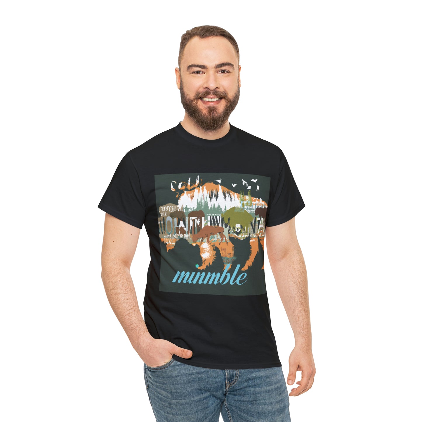 Some species of wildlife that can be found in Montana include the Grizzly Bear, elk, Bighorn Sheep, mule deer, antelope, bison, moose, mountain goats, mountain lions, wolves, bald eagles - T-shirt