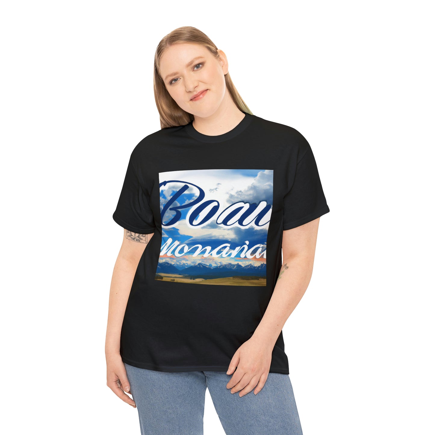 Big Sky Country is a nickname for the state of Montana in the United States. It is known for its wide open valleys, vast landscapes and awe-inspiring mountains. The nickname has been associated to the state due to its majestic views of - T-shirt