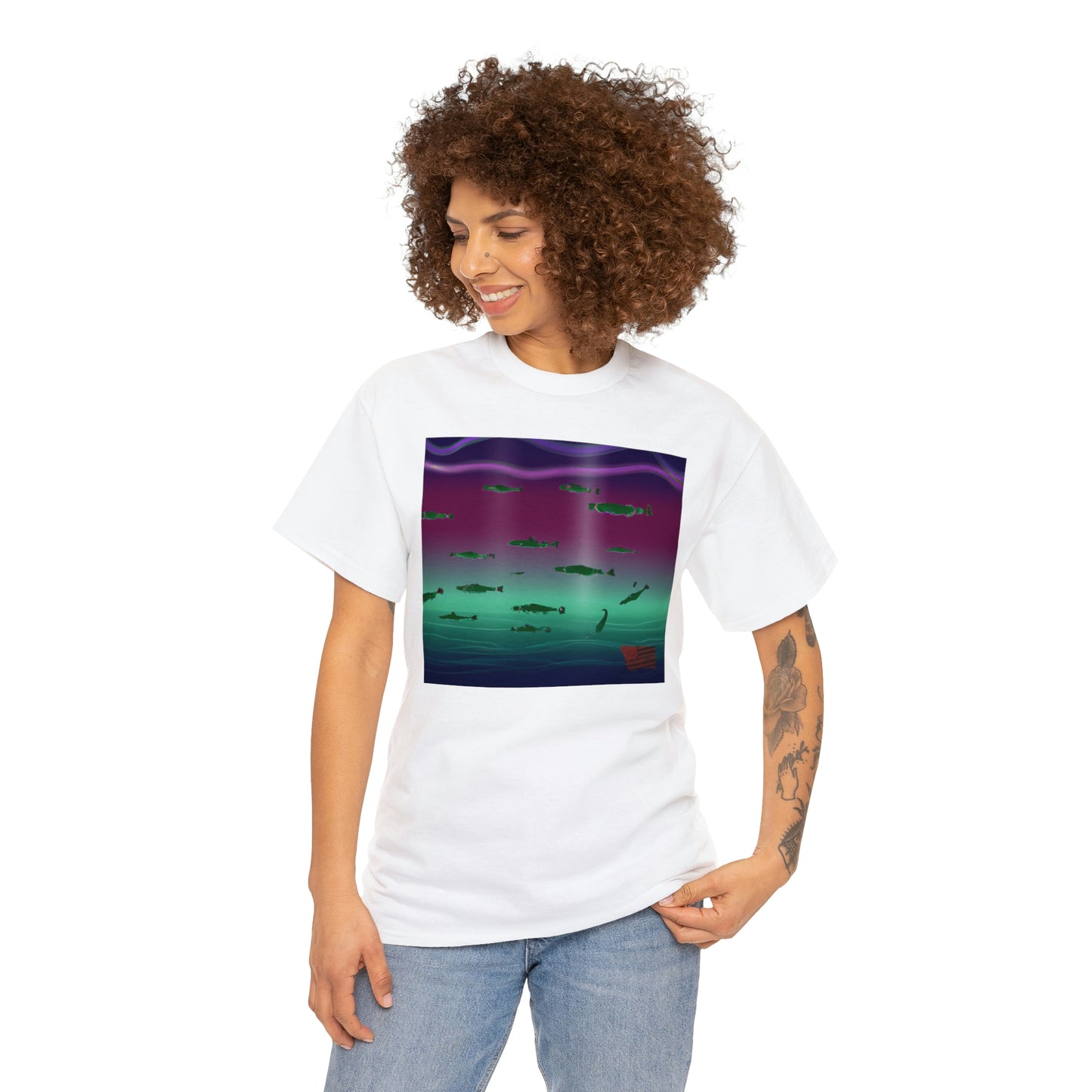 Shimmerfin Scissortail -- a brightly-hued freshwater fish with a long body and a fan-like tail. It has distinctive scales that shimmer and sparkle in the water. - Tshirt