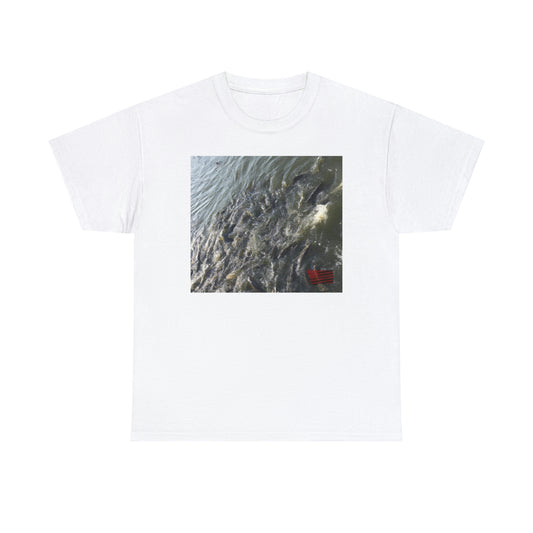Fairy Flame-Tailed Splendid Shiner: This unique fish breed has a bright orange body with a salmon-colored head and a long, flowing tail that is striped with silver and powder blue. Its fins are edged with a - Tshirt