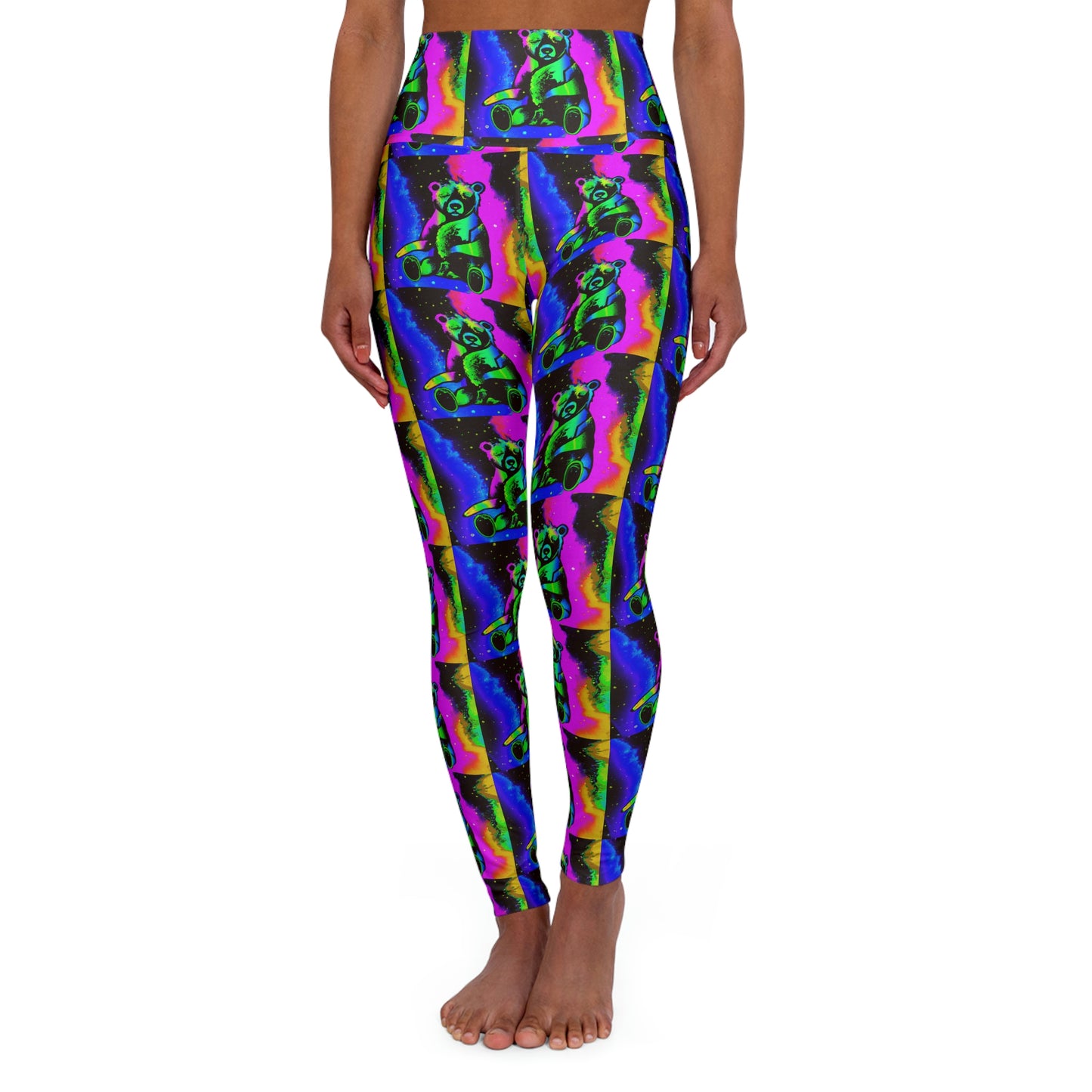 Space Bears High Waisted Yoga Leggings (AOP)